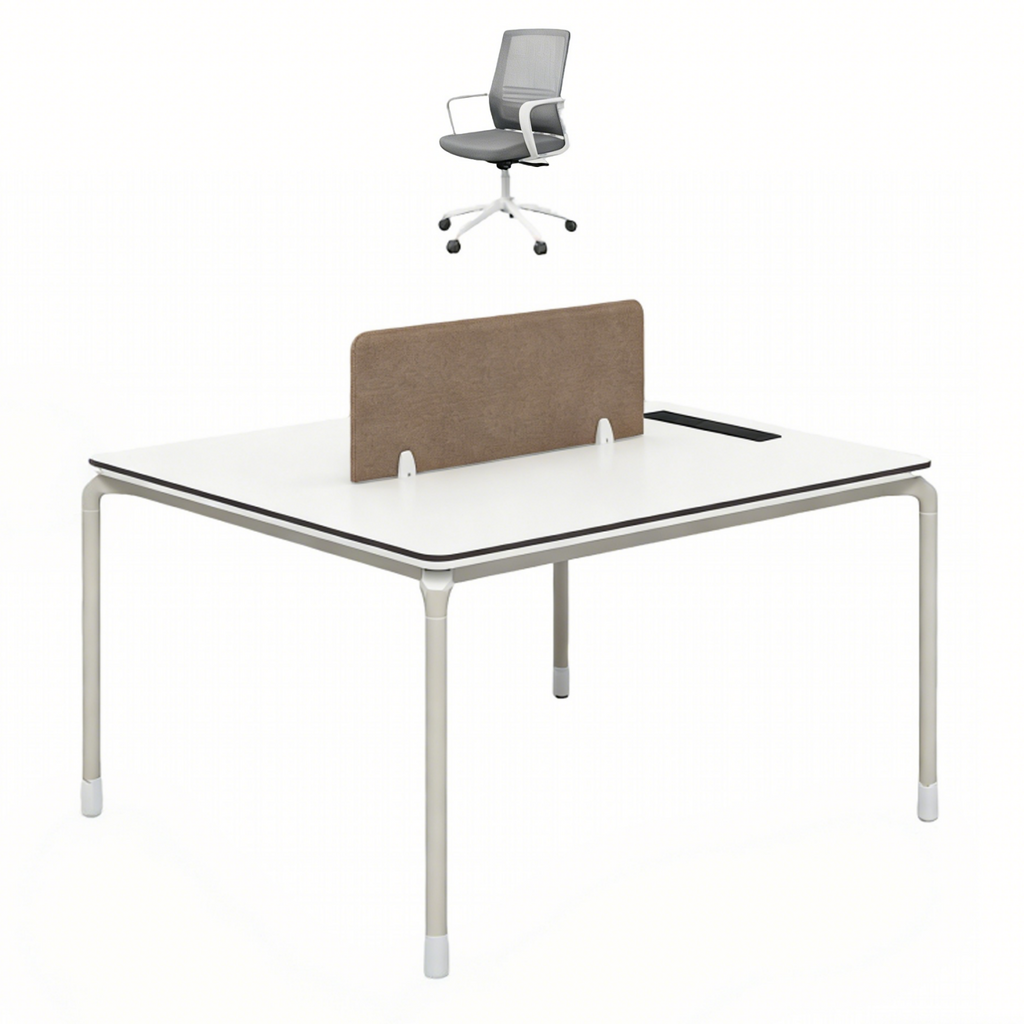 Bench Workstation Desk with Privacy Screens and Mobile Pedestals