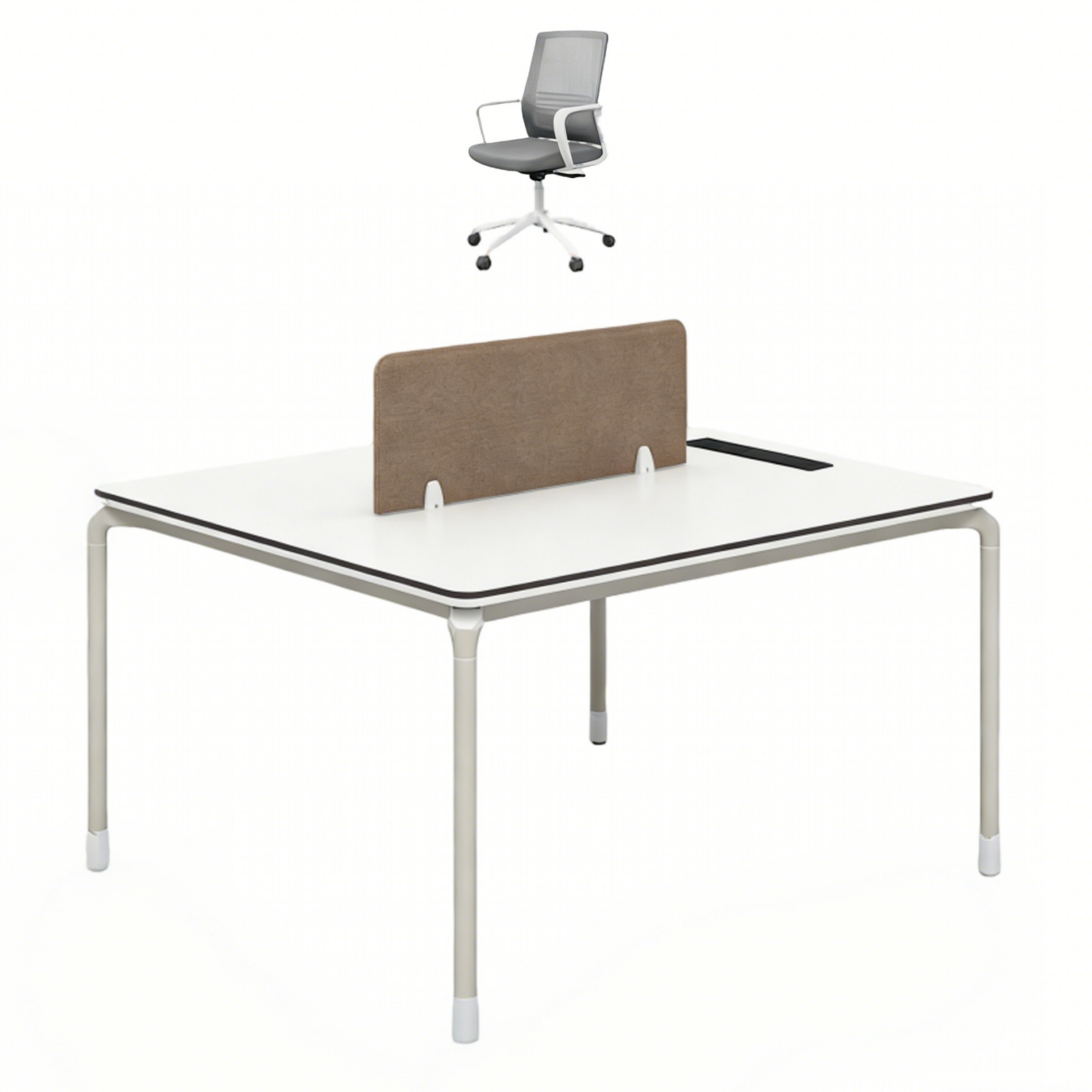 Bench Workstation Desk with Privacy Screens and Mobile Pedestals