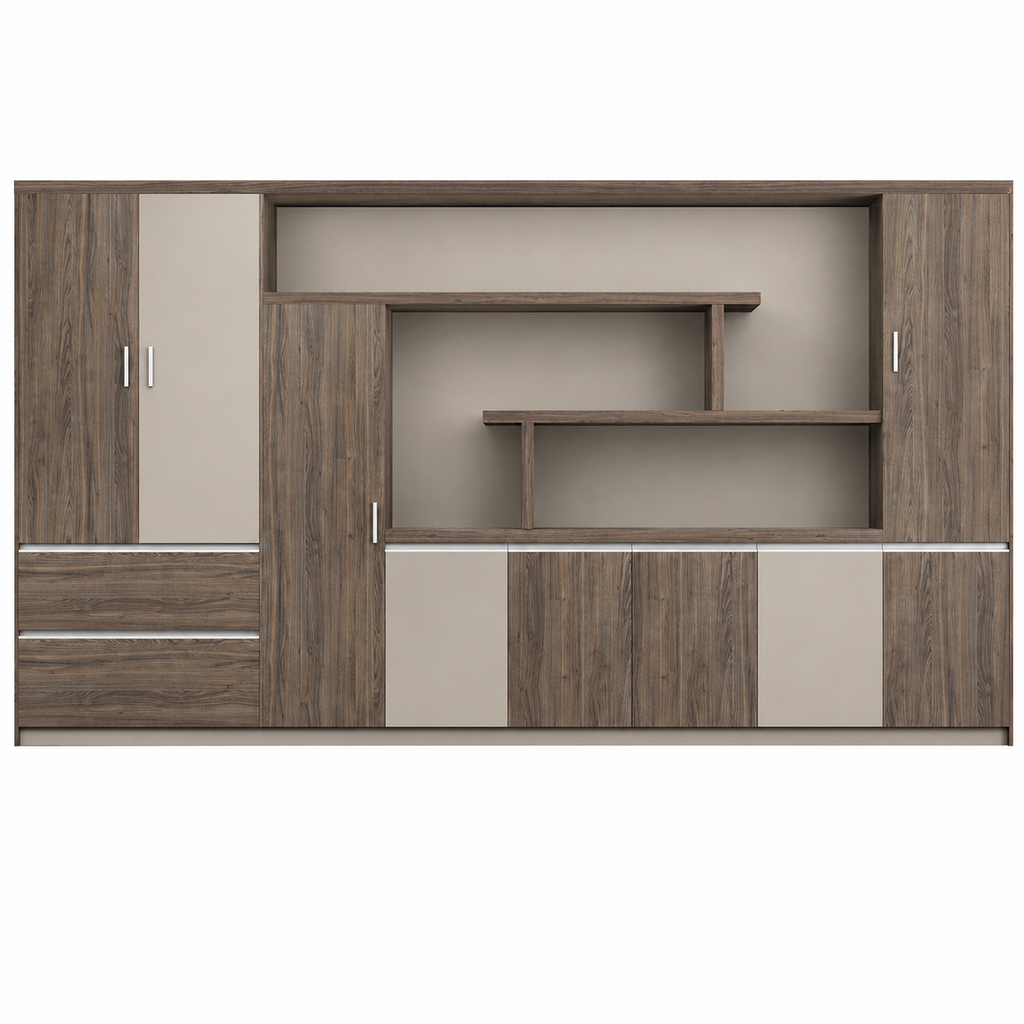 Contemporary Executive Office Storage Cabinet with Display Shelving