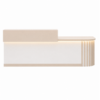 Modern Curved Reception Desk with LED Lighting and Storage Counter