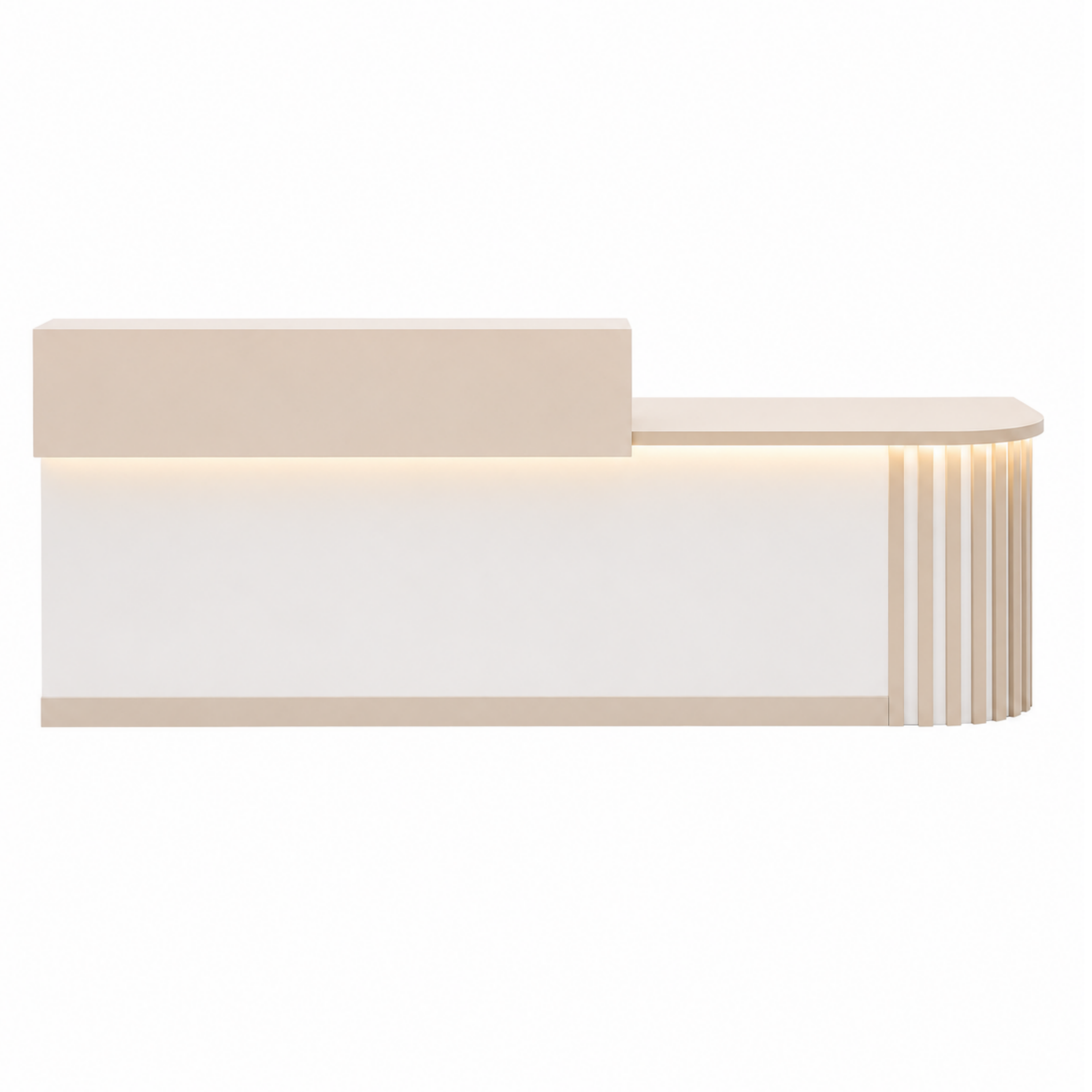 Modern Curved Reception Desk with LED Lighting and Storage Counter