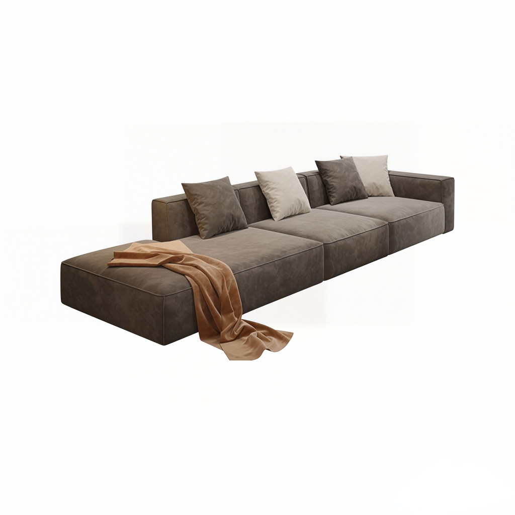 Modern Modular L Shape Corner Sofa With Ottoman For Living Room
