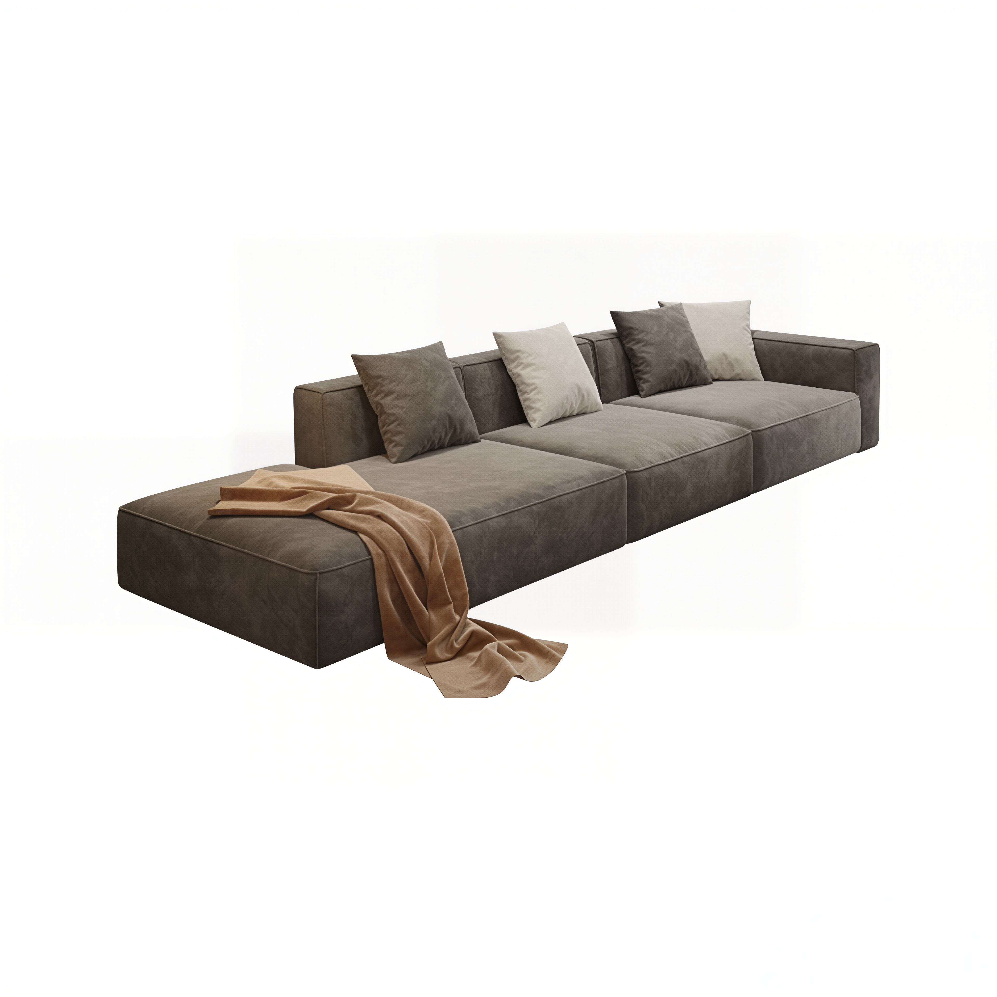 Modern Modular L Shape Corner Sofa With Ottoman For Living Room