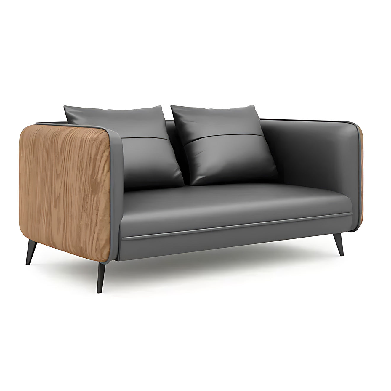 Office Lounge Sofa with Modern Wood-Grain Side Panels