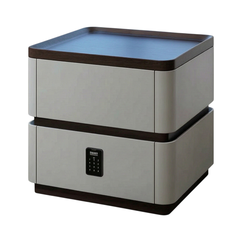 Modern Bedside Table with 2 Drawers and Rounded Edges