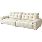 Minimalist Leather Sofa with Generous Seating and Sculpted Contemporary Form