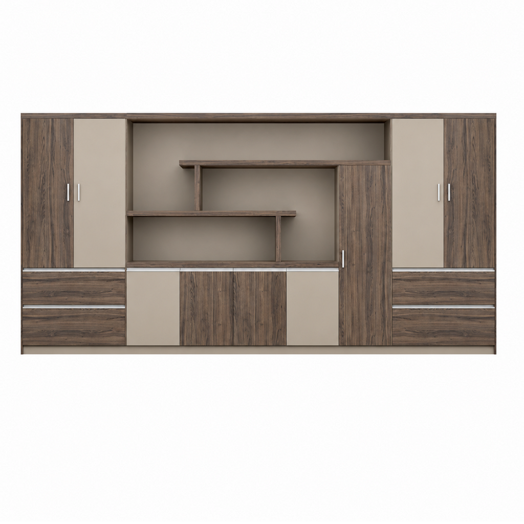 Contemporary Executive Office Storage Cabinet with Display Shelving