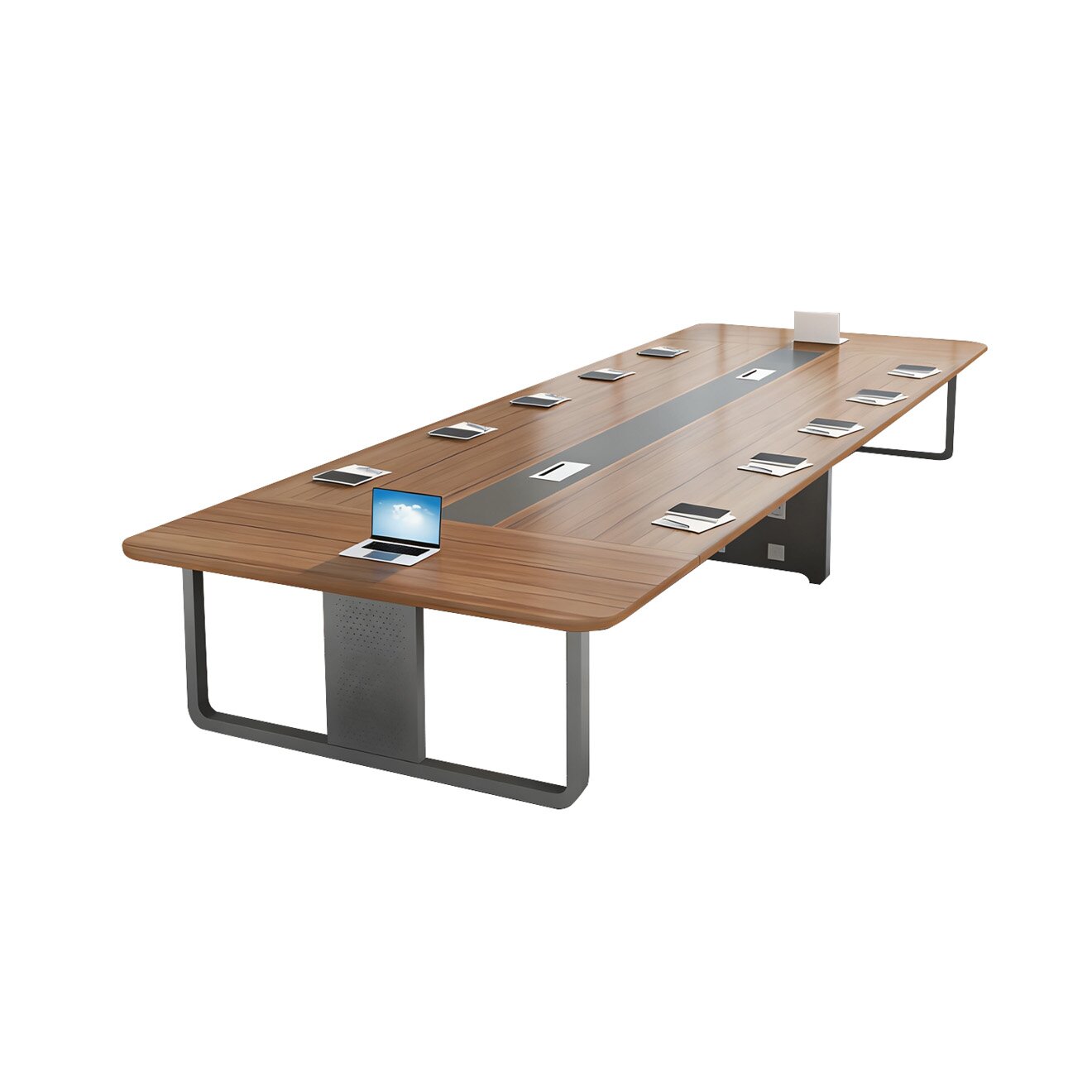 Oak-Finished Commercial-Grade Meeting Table