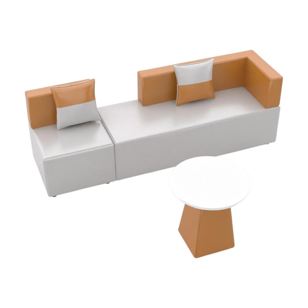 Modular Office Lounge Suite – Contemporary L-Shape Reception Seating with Round Coffee Table