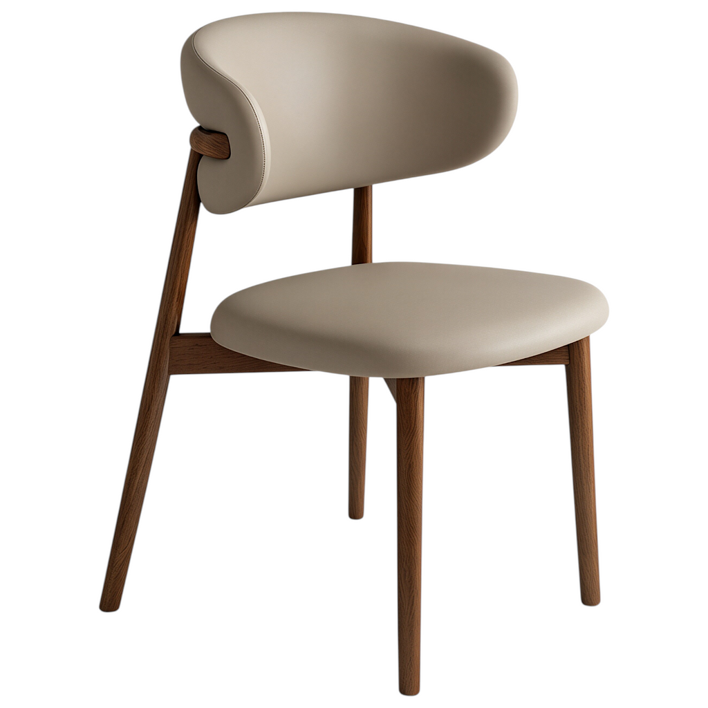 Modern Upholstered Home Chair with Curved Backrest and Solid timber Legs