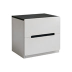 Minimalist Rounded Bedside Table with Concealed Pull Handles and Drawer Storage