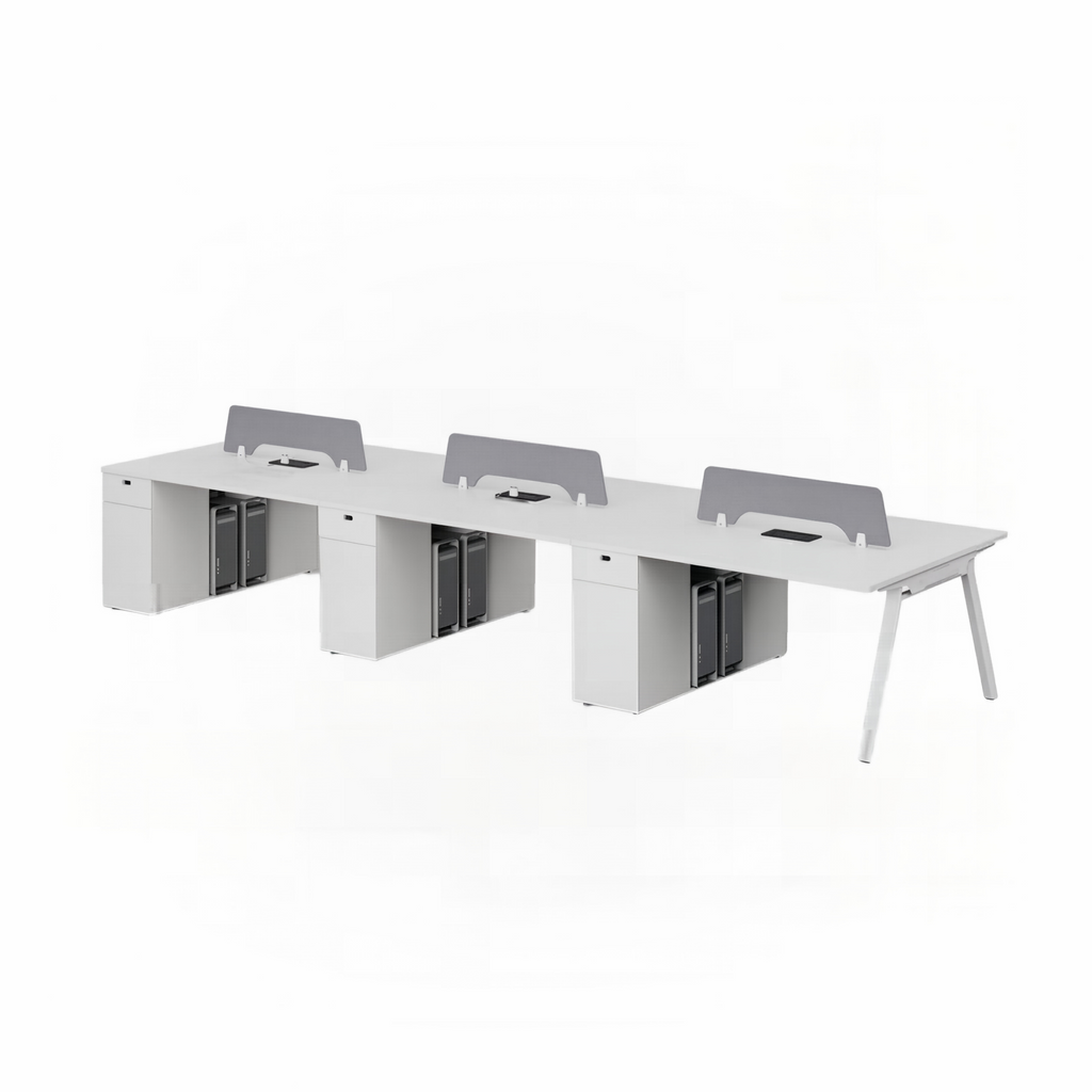 Minimalist Bench Workstation with Screen Panels
