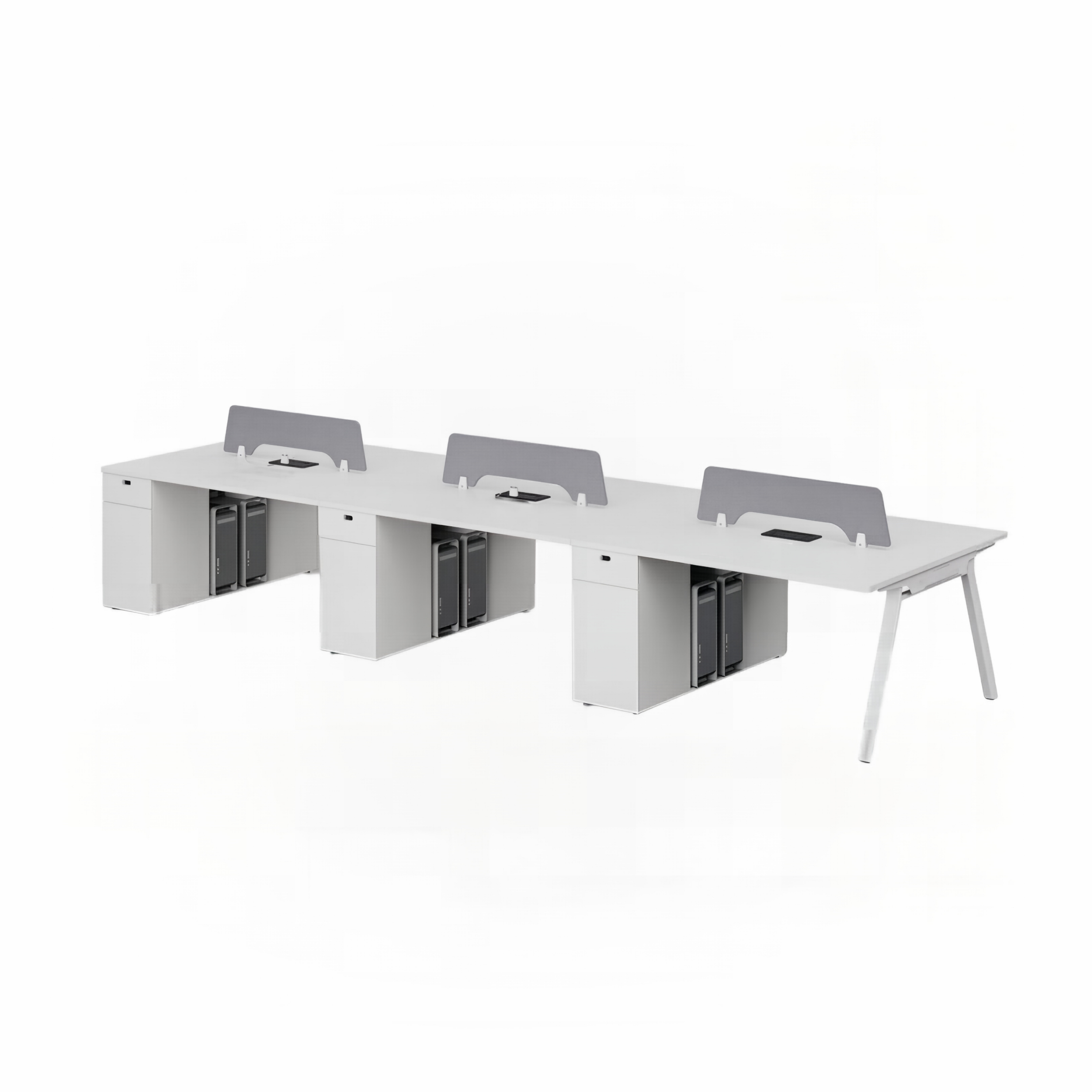 Minimalist Bench Workstation with Screen Panels
