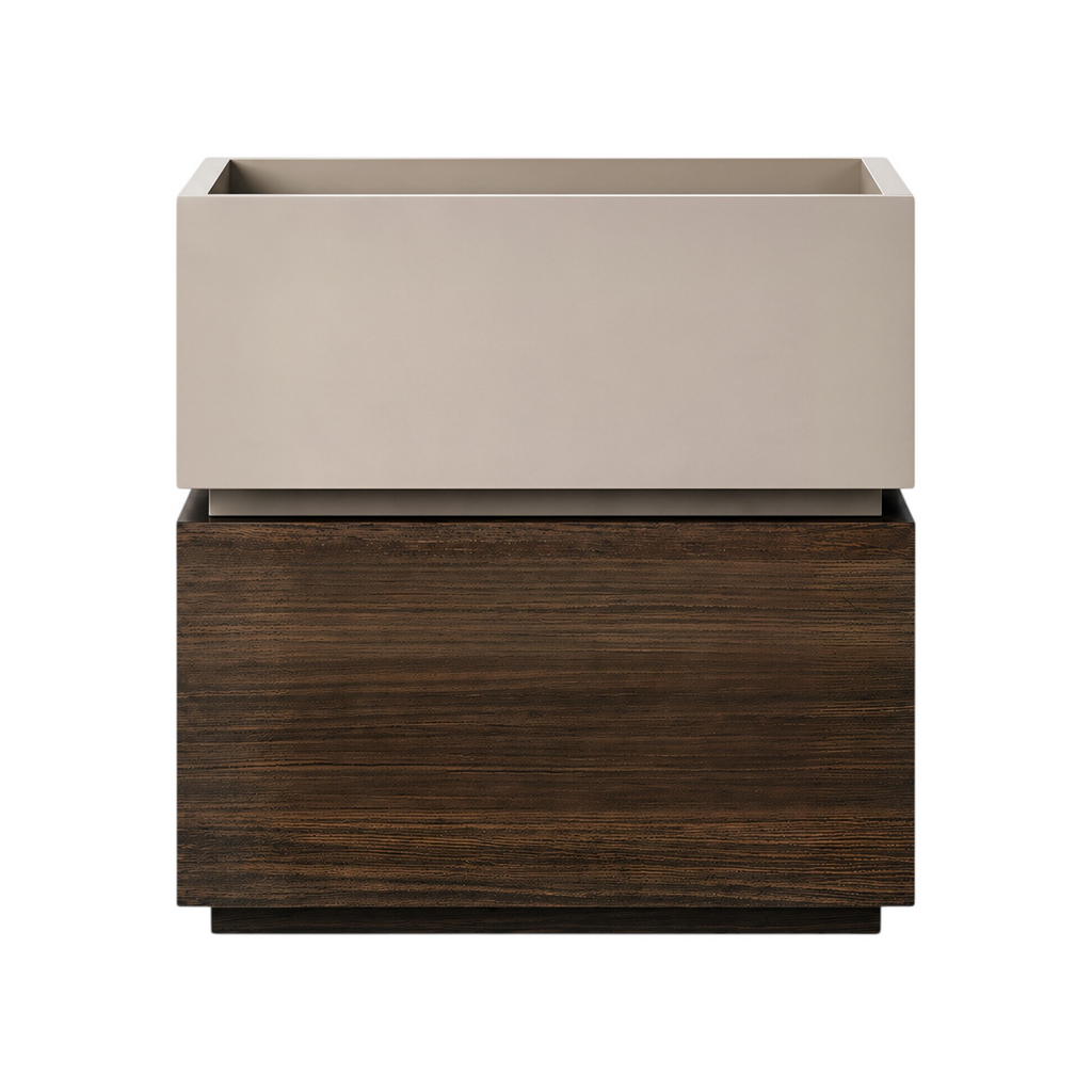 Contemporary Timber Bedside Cabinet with Raised Storage Tray