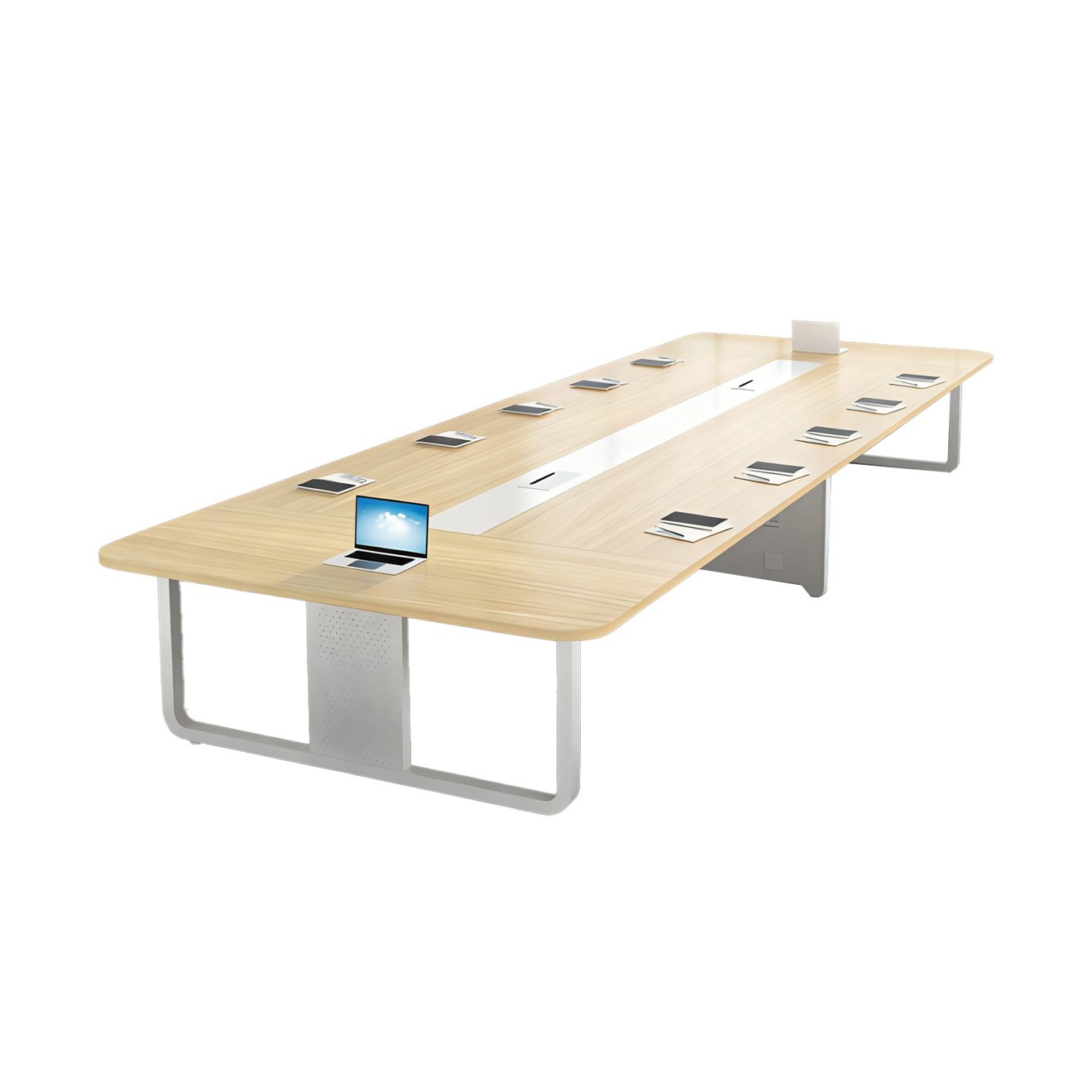 Oak-Finished Commercial-Grade Meeting Table