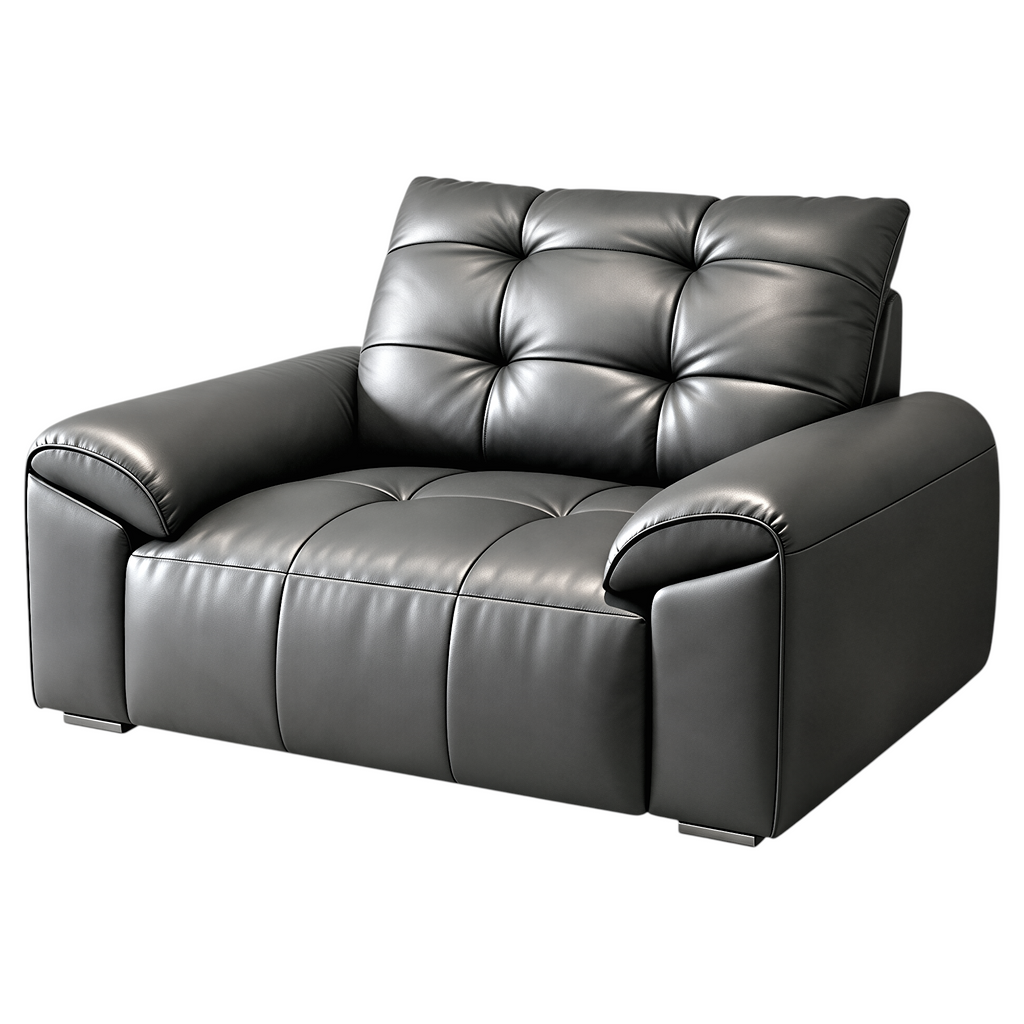 Minimalist Leather Sofa with Generous Seating and Sculpted Contemporary Form