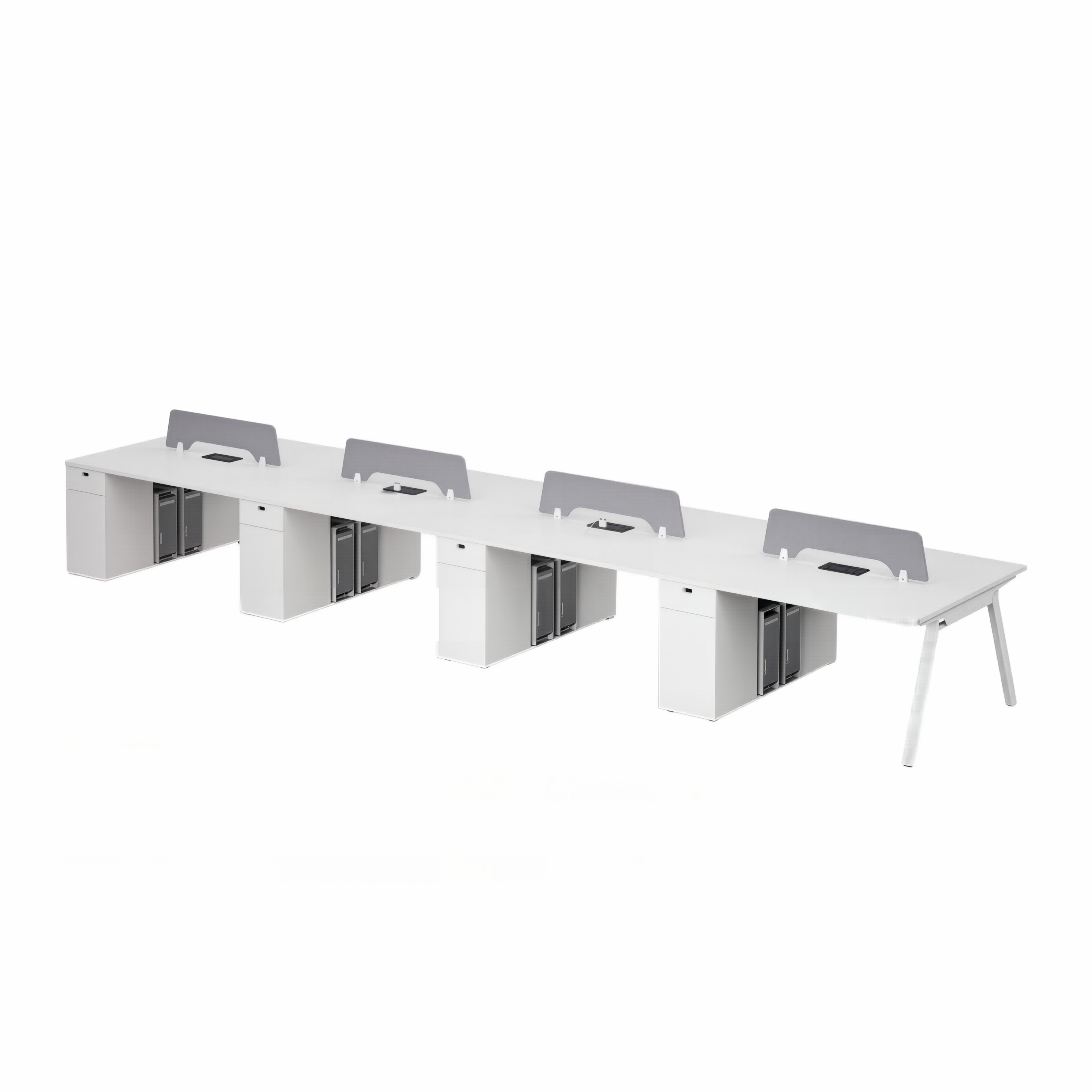 Minimalist Bench Workstation with Screen Panels