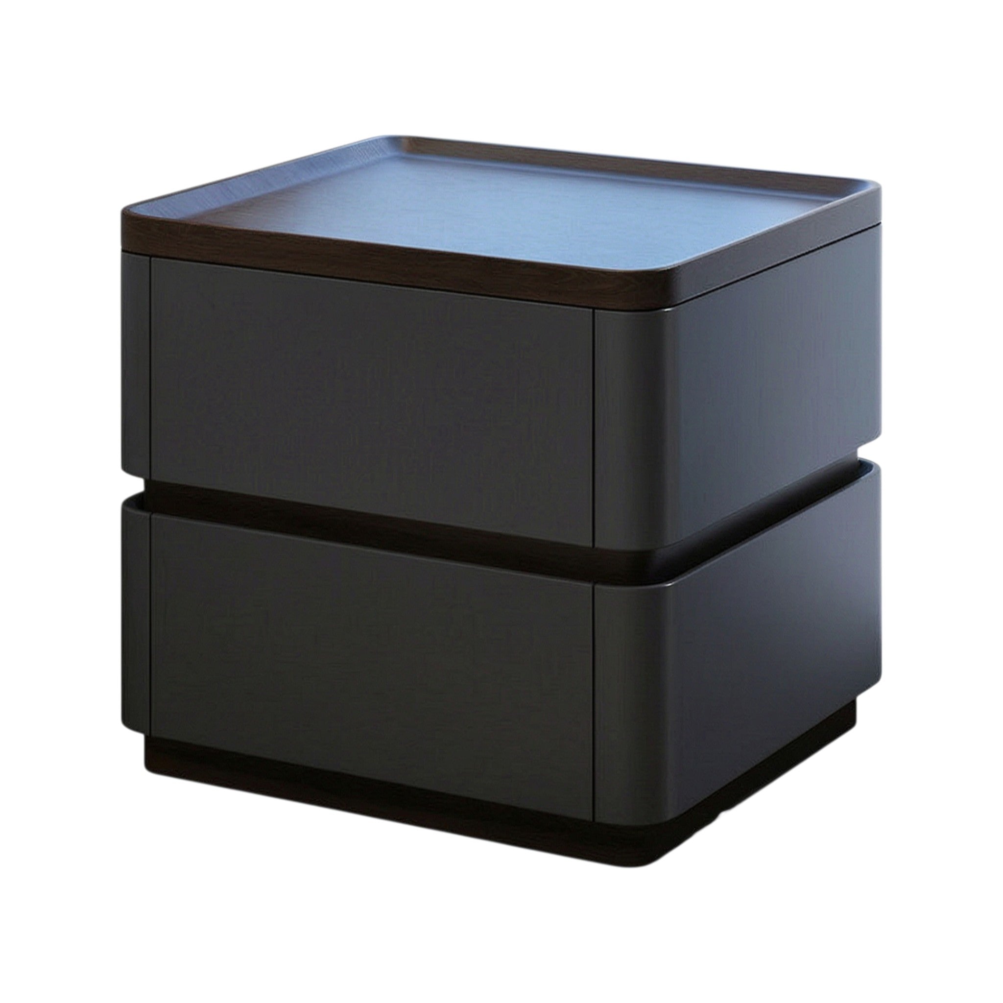 Modern Bedside Table with 2 Drawers and Rounded Edges