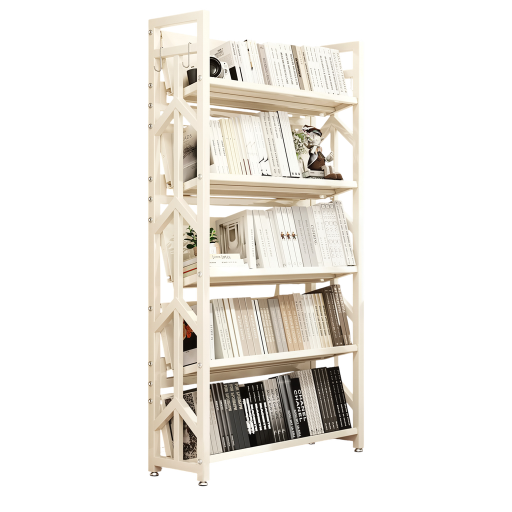 Adjustable Multi-Tier Bookcase With Slanted Shelves