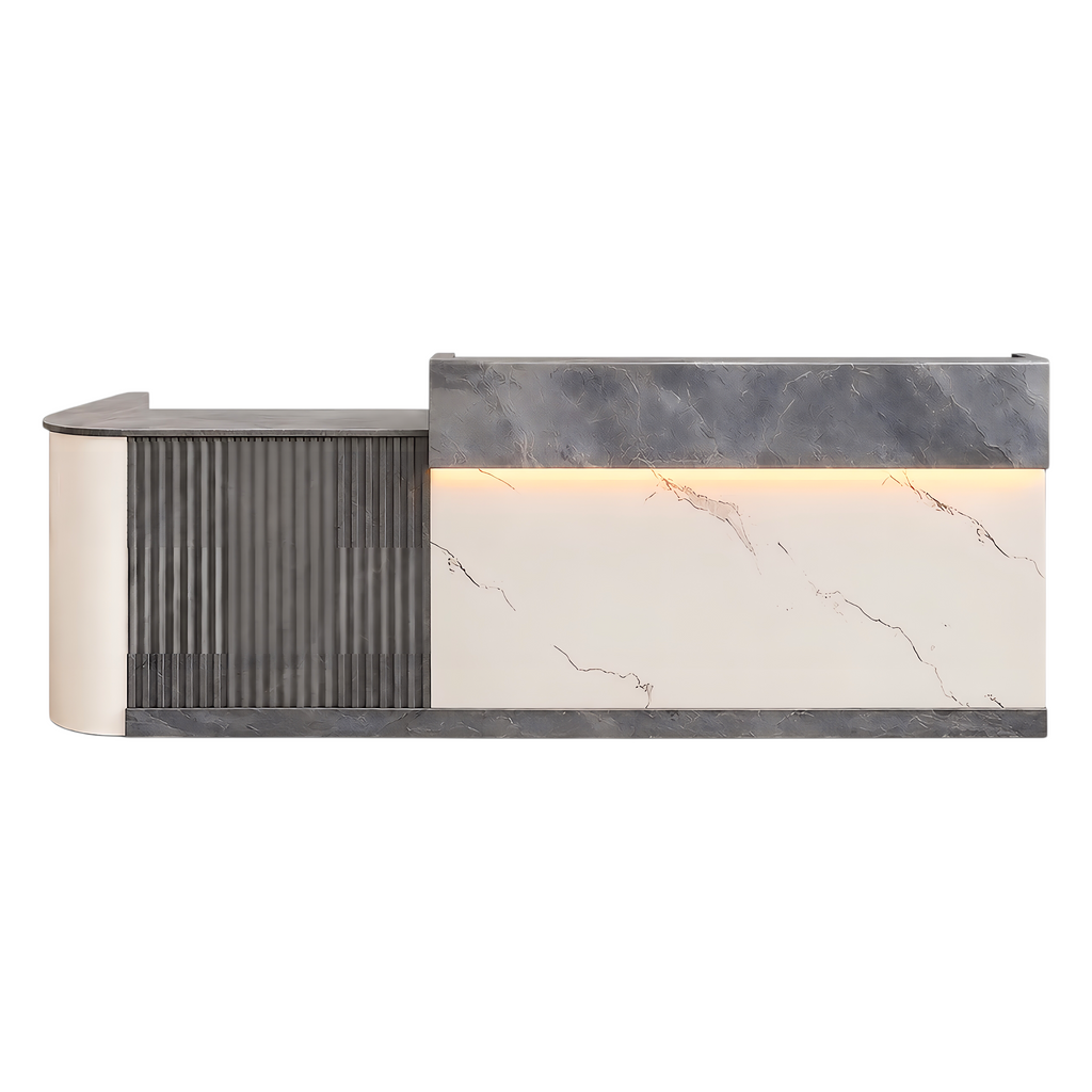 Slatted Timber Café Counter with LED Front Panel