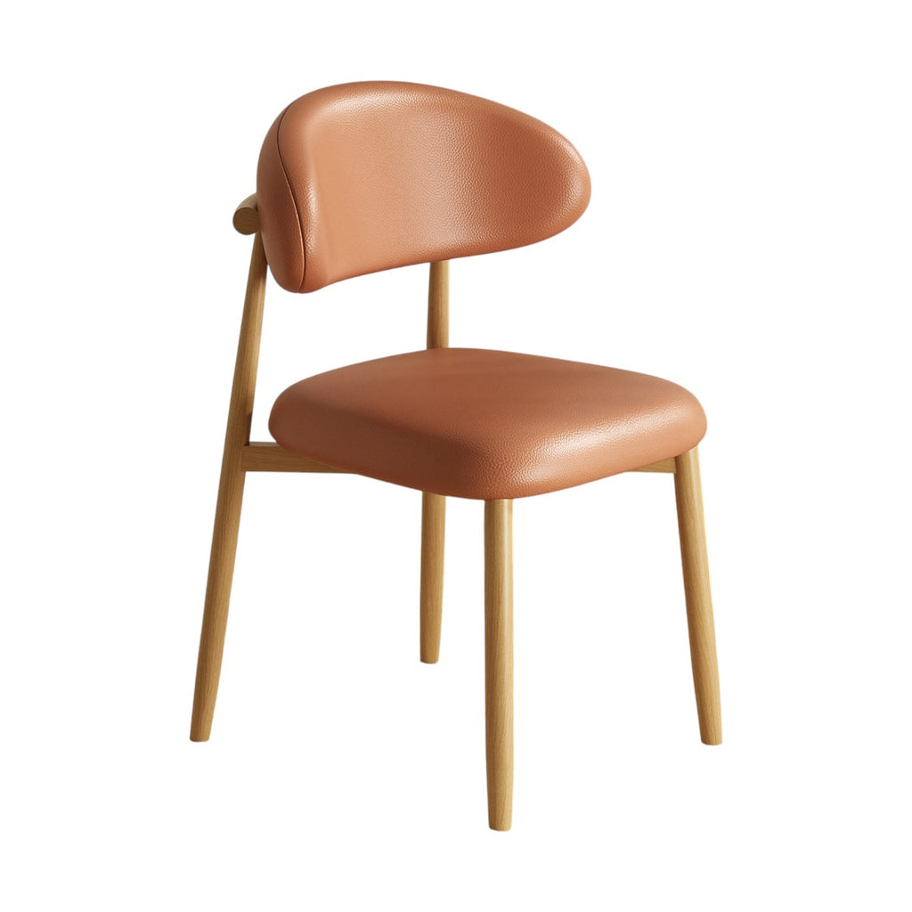 Modern Upholstered Home Chair With Curved Backrest And Steel Legs