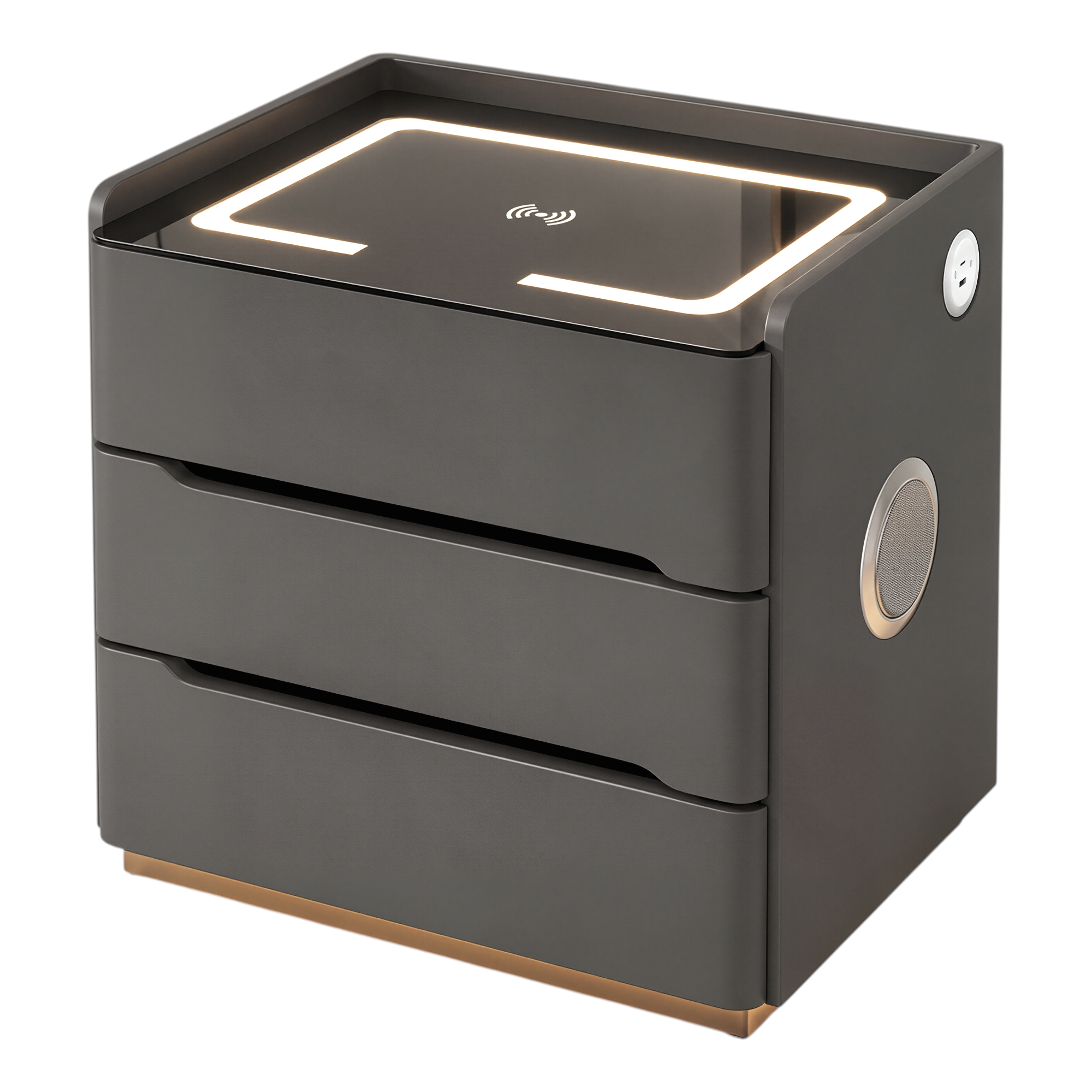 Smart Bedside Table with Wireless Charging and LED Light