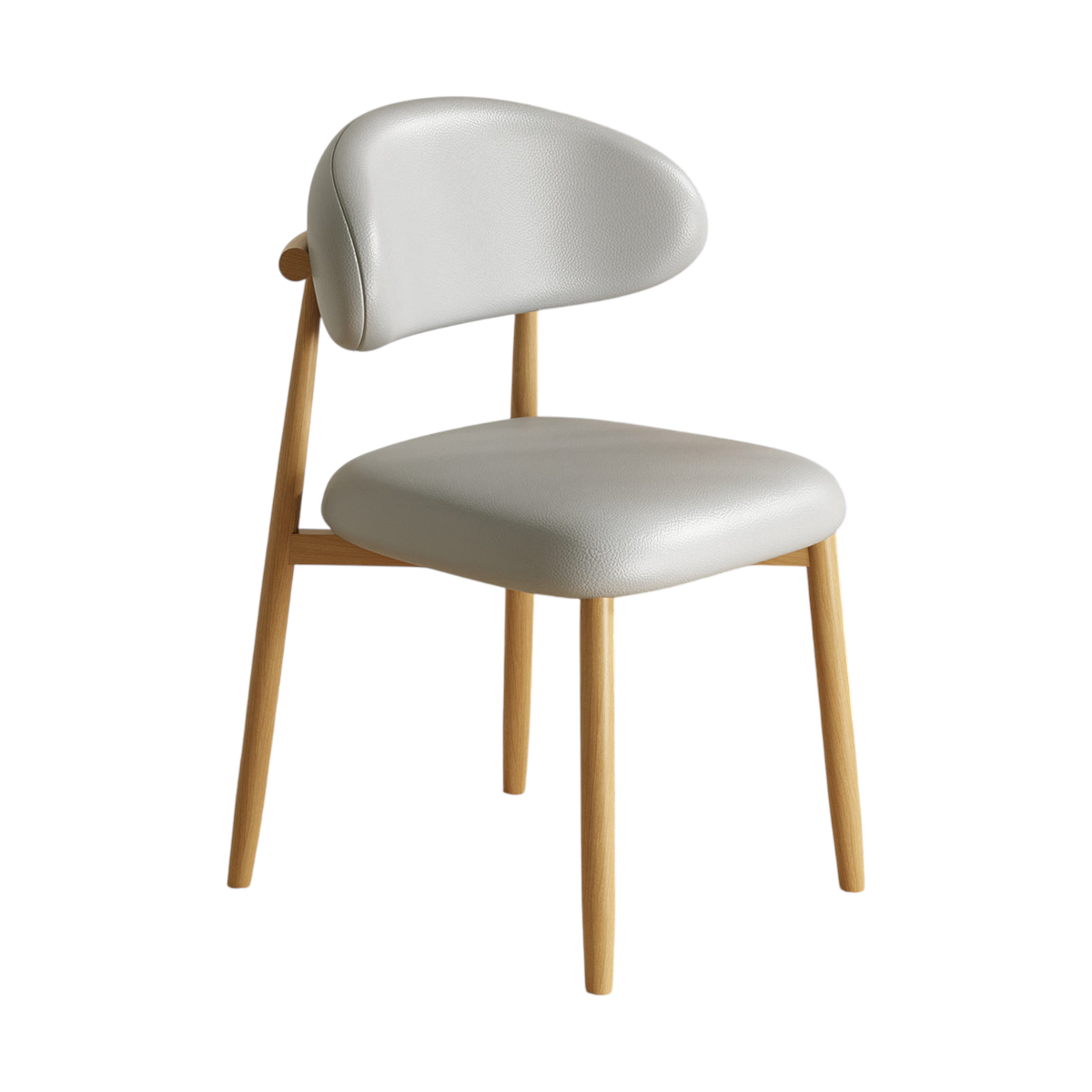 Modern Upholstered Home Chair With Curved Backrest And Steel Legs