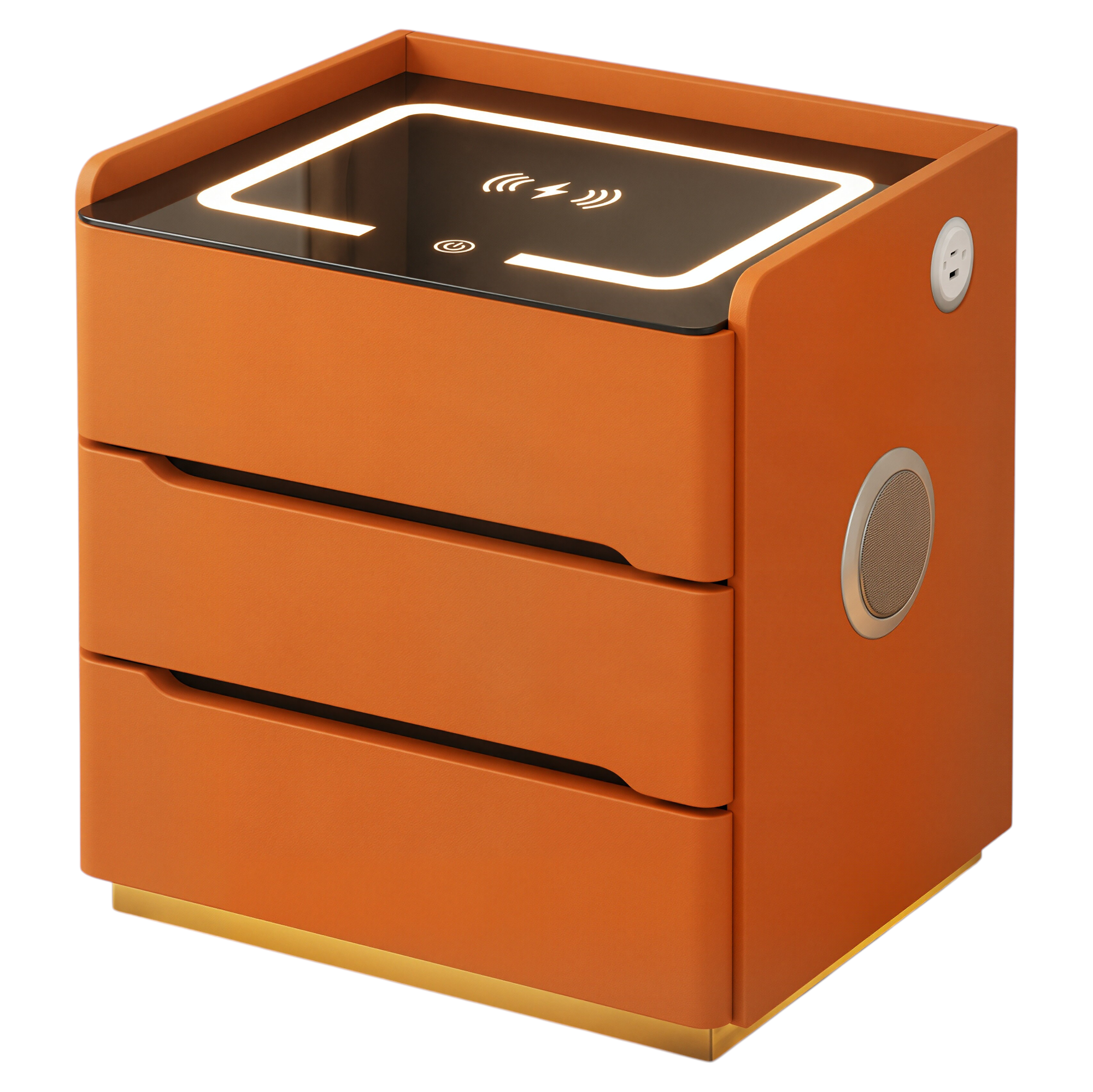 Smart Bedside Table with Wireless Charging and LED Light