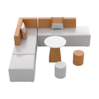 Modular Office Lounge Suite – Contemporary L-Shape Reception Seating with Round Coffee Table