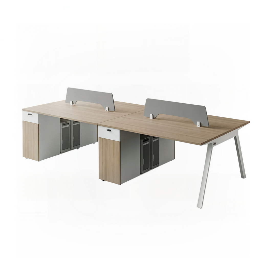 Minimalist Bench Workstation with Screen Panels
