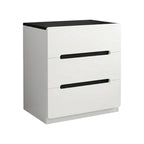 Minimalist Rounded Bedside Table with Concealed Pull Handles and Drawer Storage
