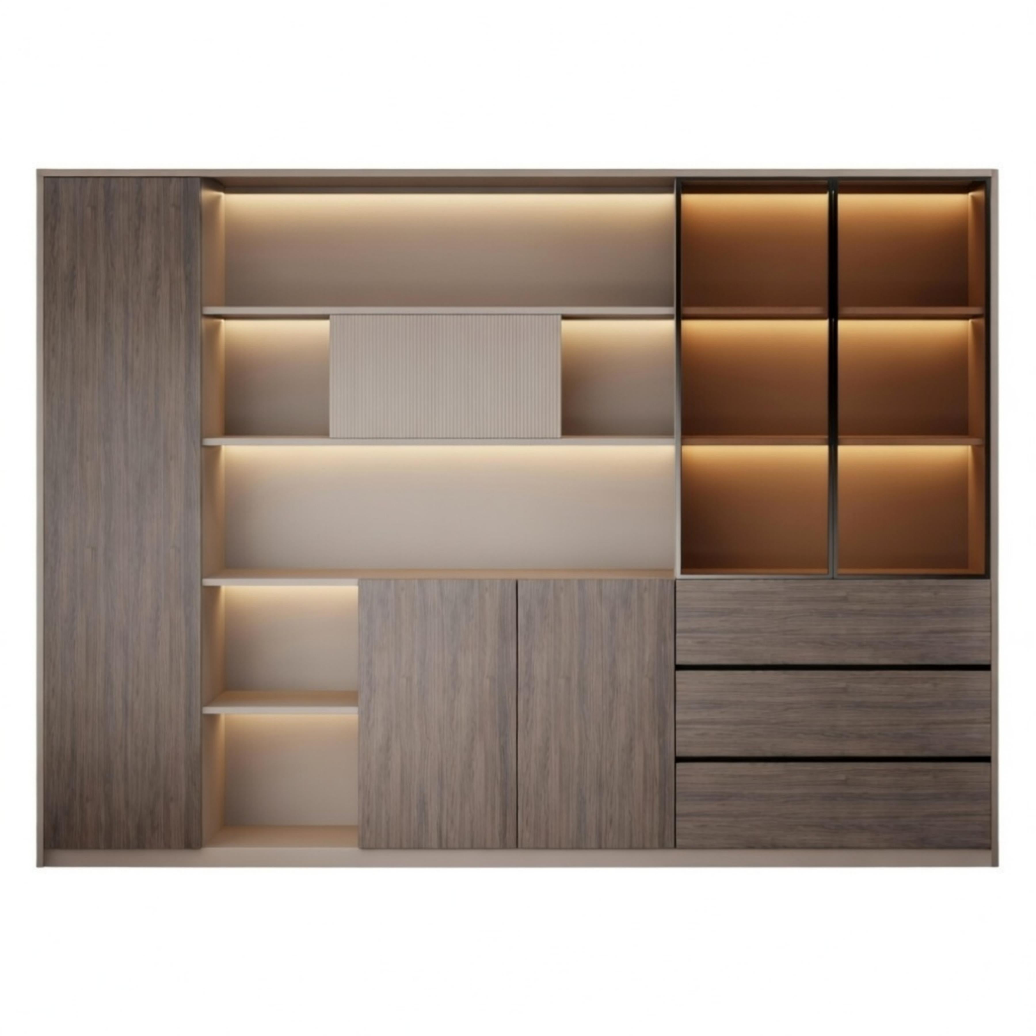 Premium Executive Storage Cabinet with Open Display Shelves