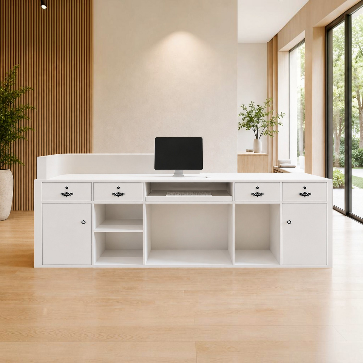 Modern Reception Desk with Ambient LED Lighting