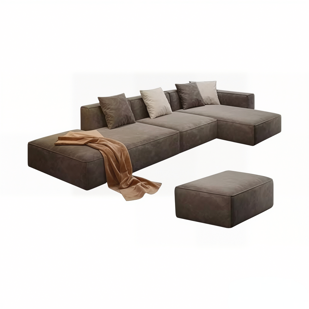 Modern Modular L Shape Corner Sofa With Ottoman For Living Room