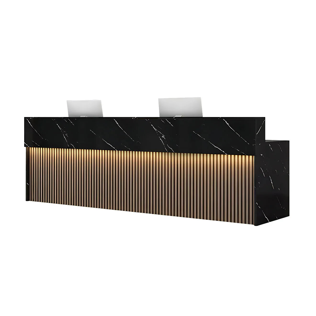 Contemporary LED Reception Desk with Custom Colours and Ample Storage