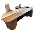 Modern Curved Executive Desk in White Ash or Black Walnut Finish