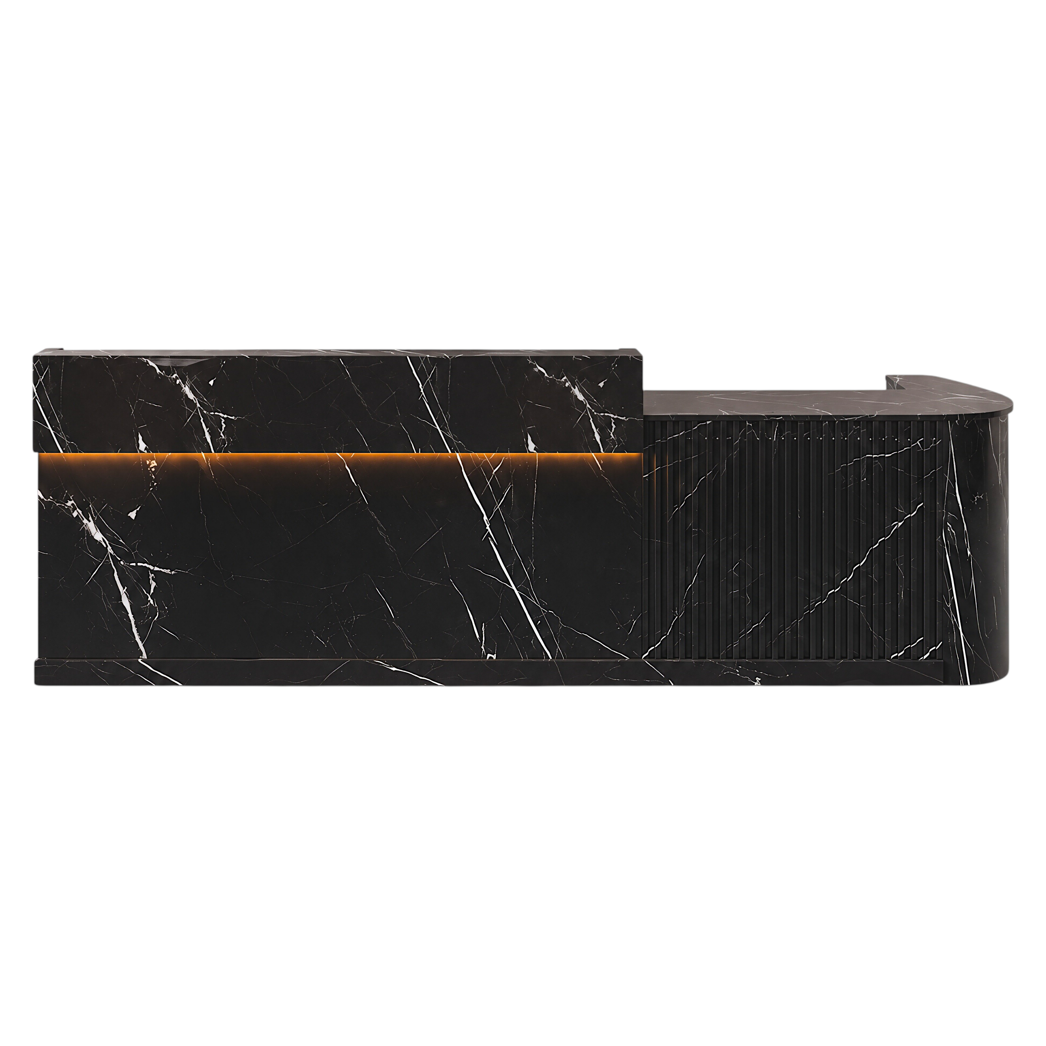 Slatted Timber Café Counter with LED Front Panel