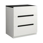 Minimalist Rounded Bedside Table with Concealed Pull Handles and Drawer Storage