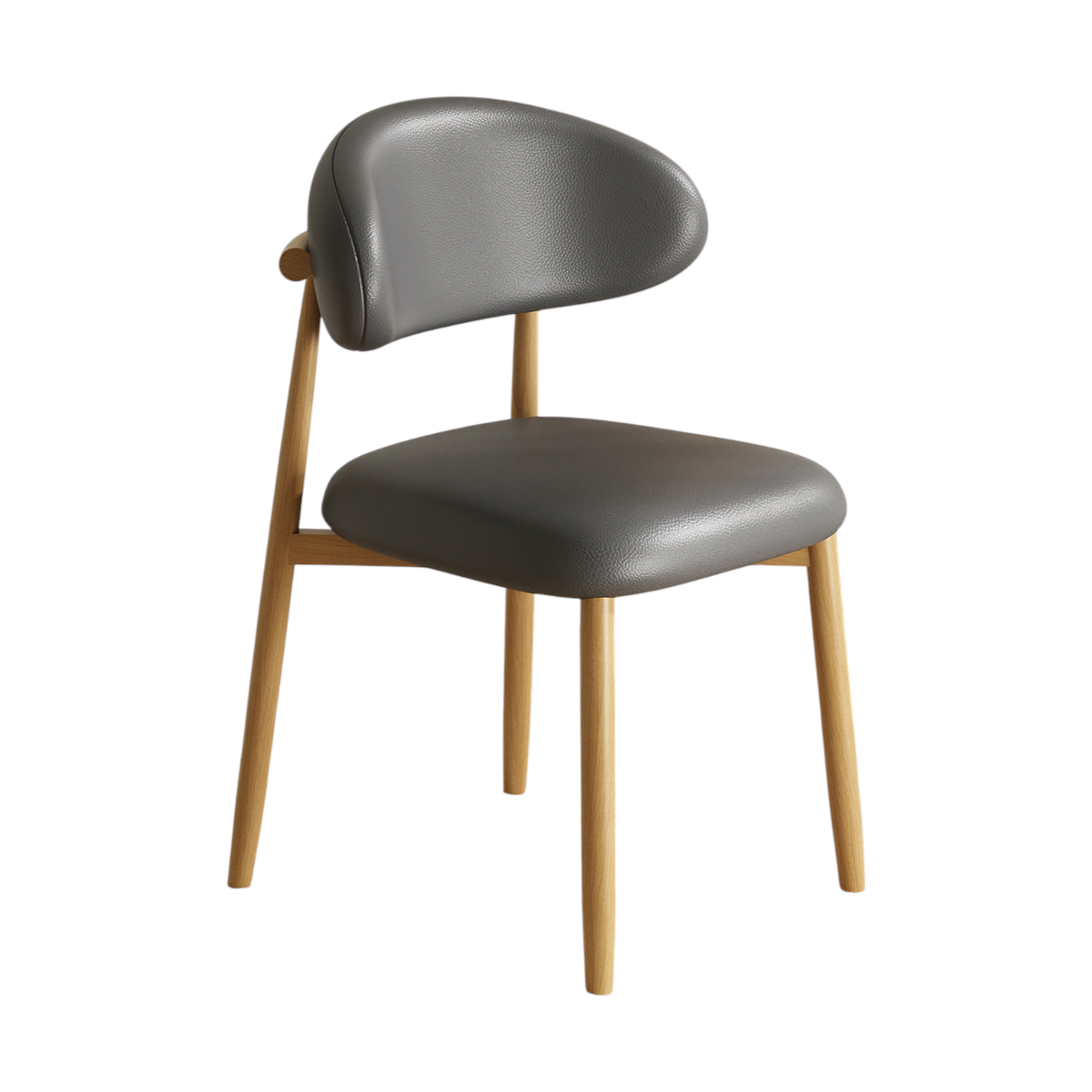 Modern Upholstered Home Chair With Curved Backrest And Steel Legs