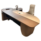 Modern Curved Executive Desk in White Ash or Black Walnut Finish