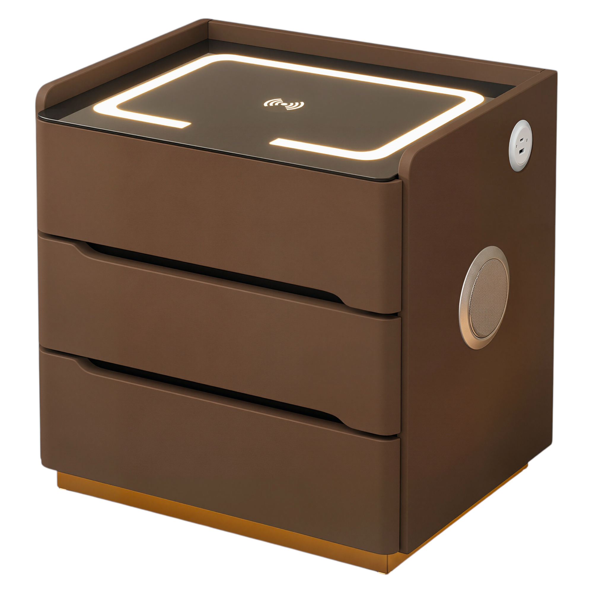 Smart Bedside Table with Wireless Charging and LED Light