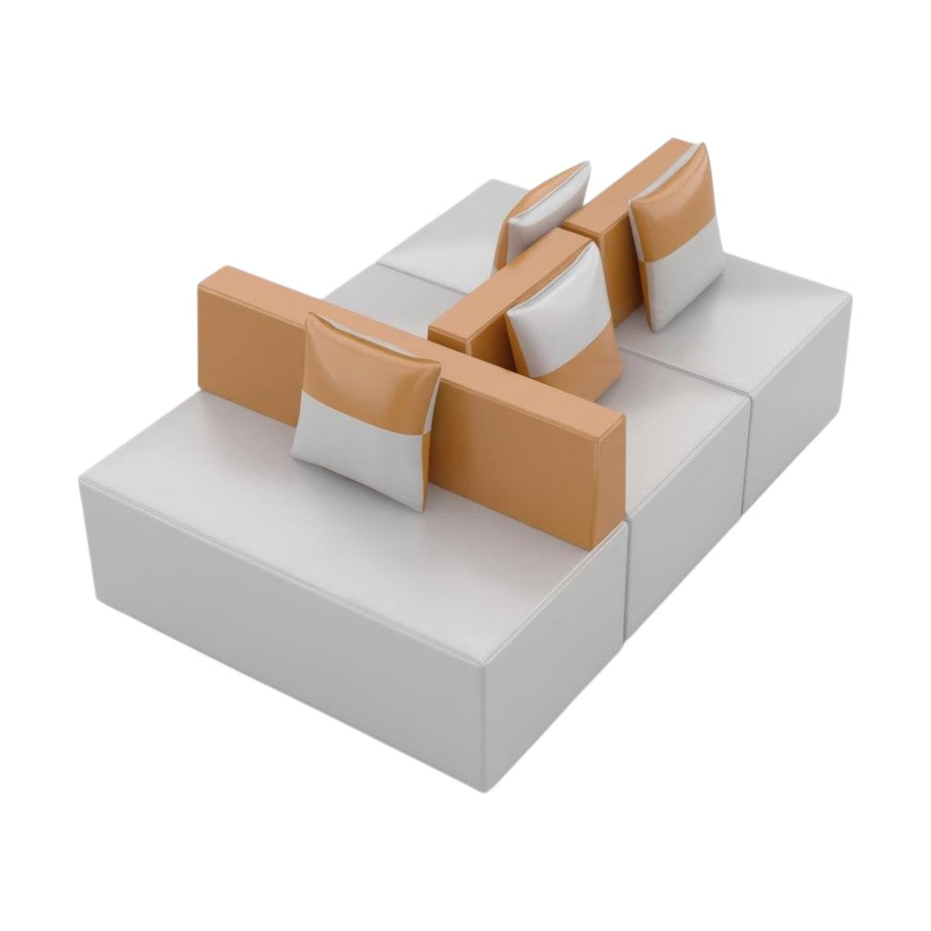 Modular Office Lounge Suite – Contemporary L-Shape Reception Seating with Round Coffee Table