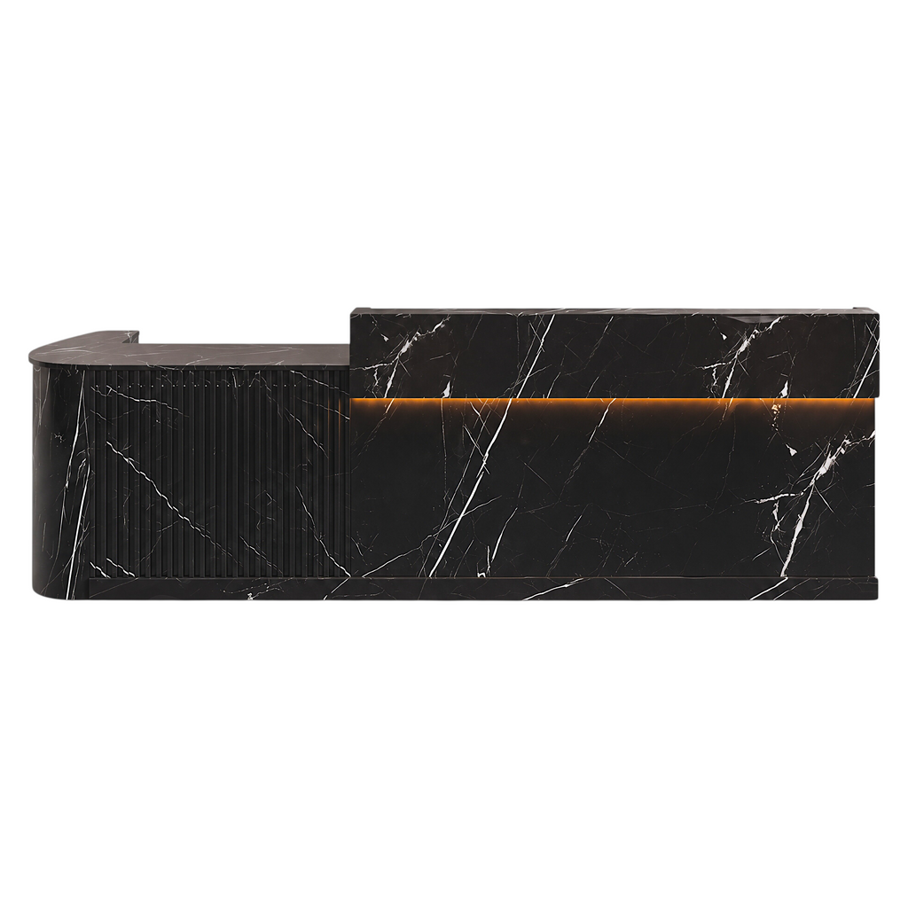 Slatted Timber Café Counter with LED Front Panel