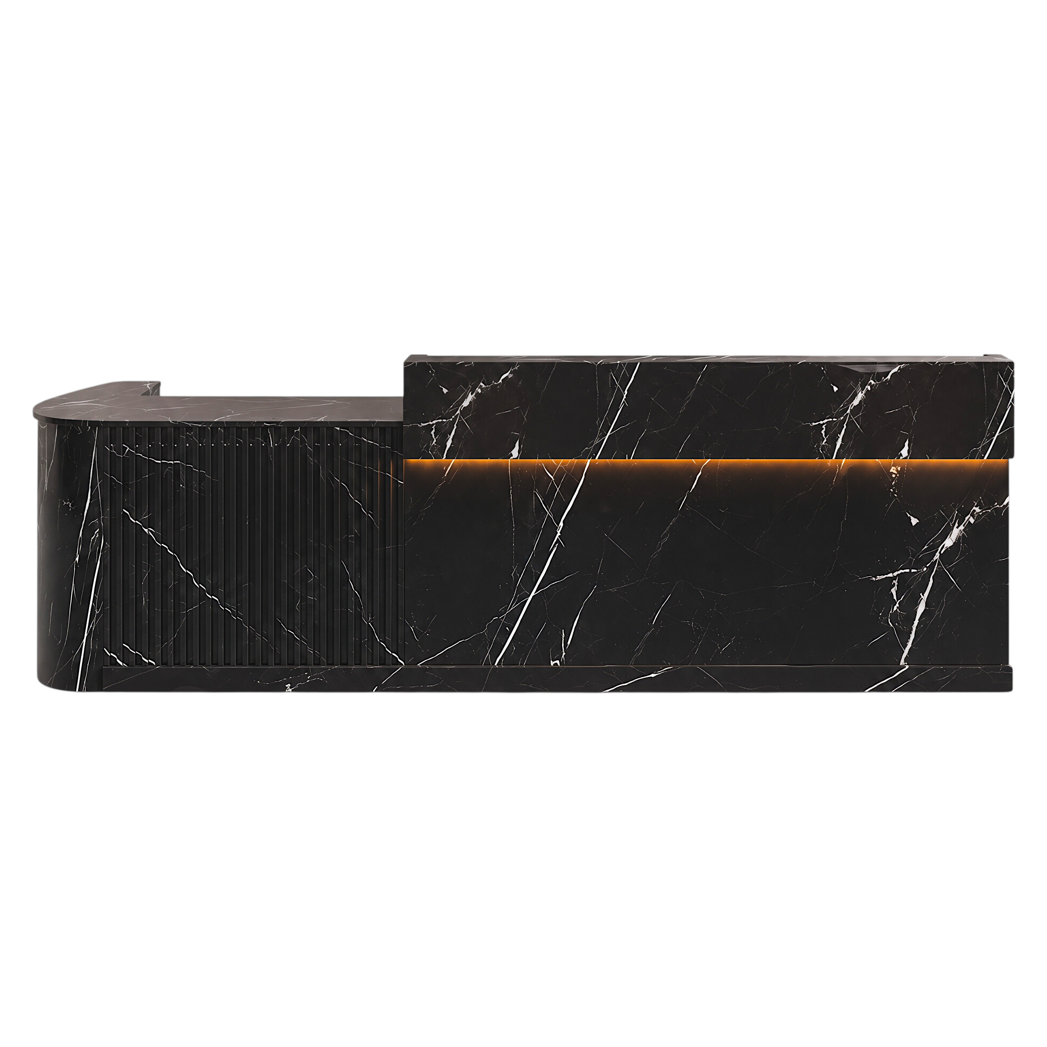 Slatted Timber Café Counter with LED Front Panel