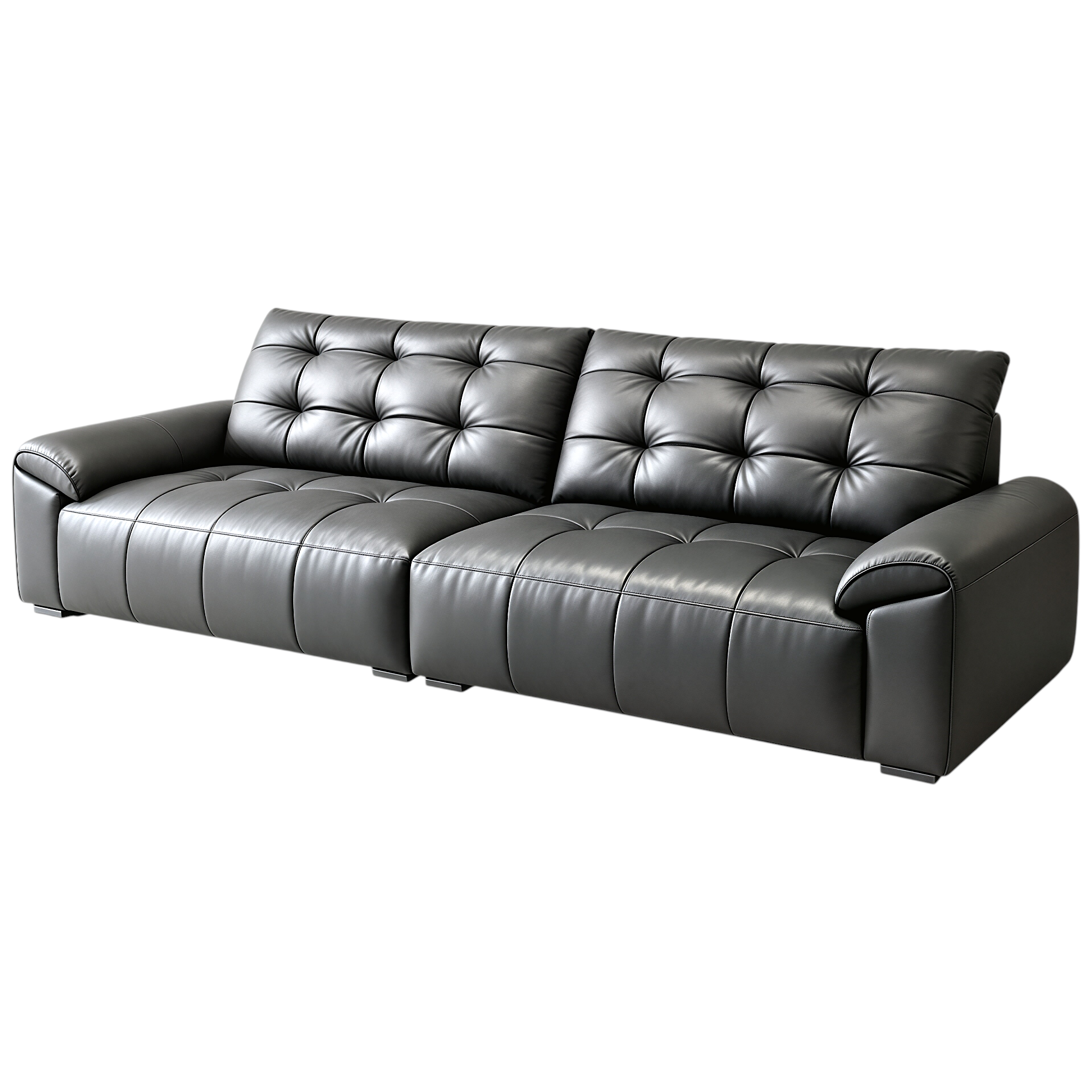 Minimalist Leather Sofa with Generous Seating and Sculpted Contemporary Form