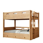 Space-Saving Timber Bunk Bed with Drawers and Stairs