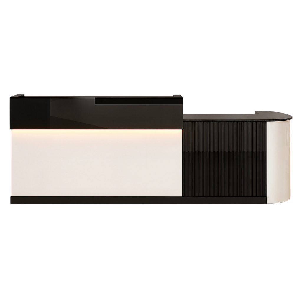 Slatted Timber Café Counter with LED Front Panel