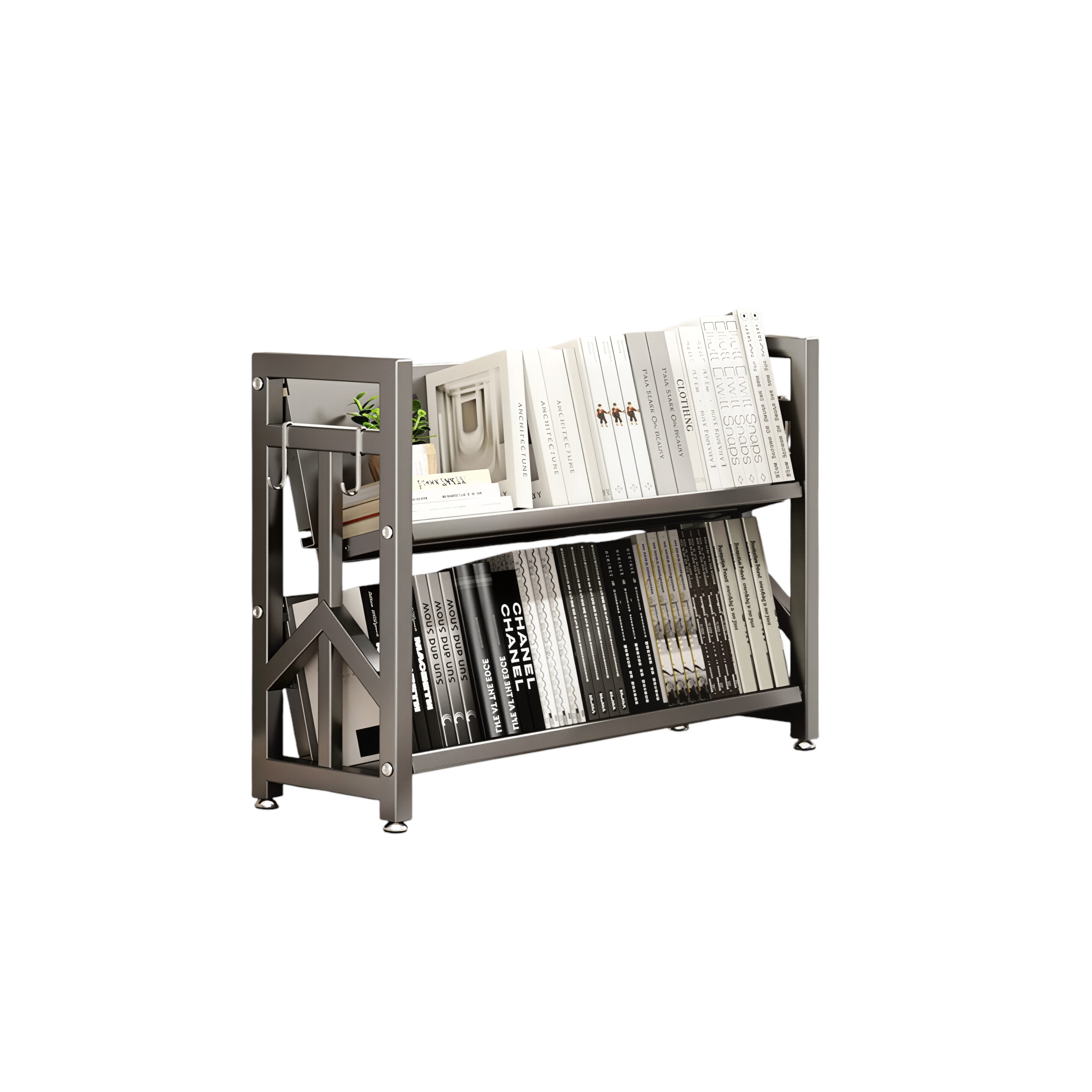 Adjustable Multi-Tier Bookcase With Slanted Shelves