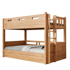 Space-Saving Timber Bunk Bed with Drawers and Stairs