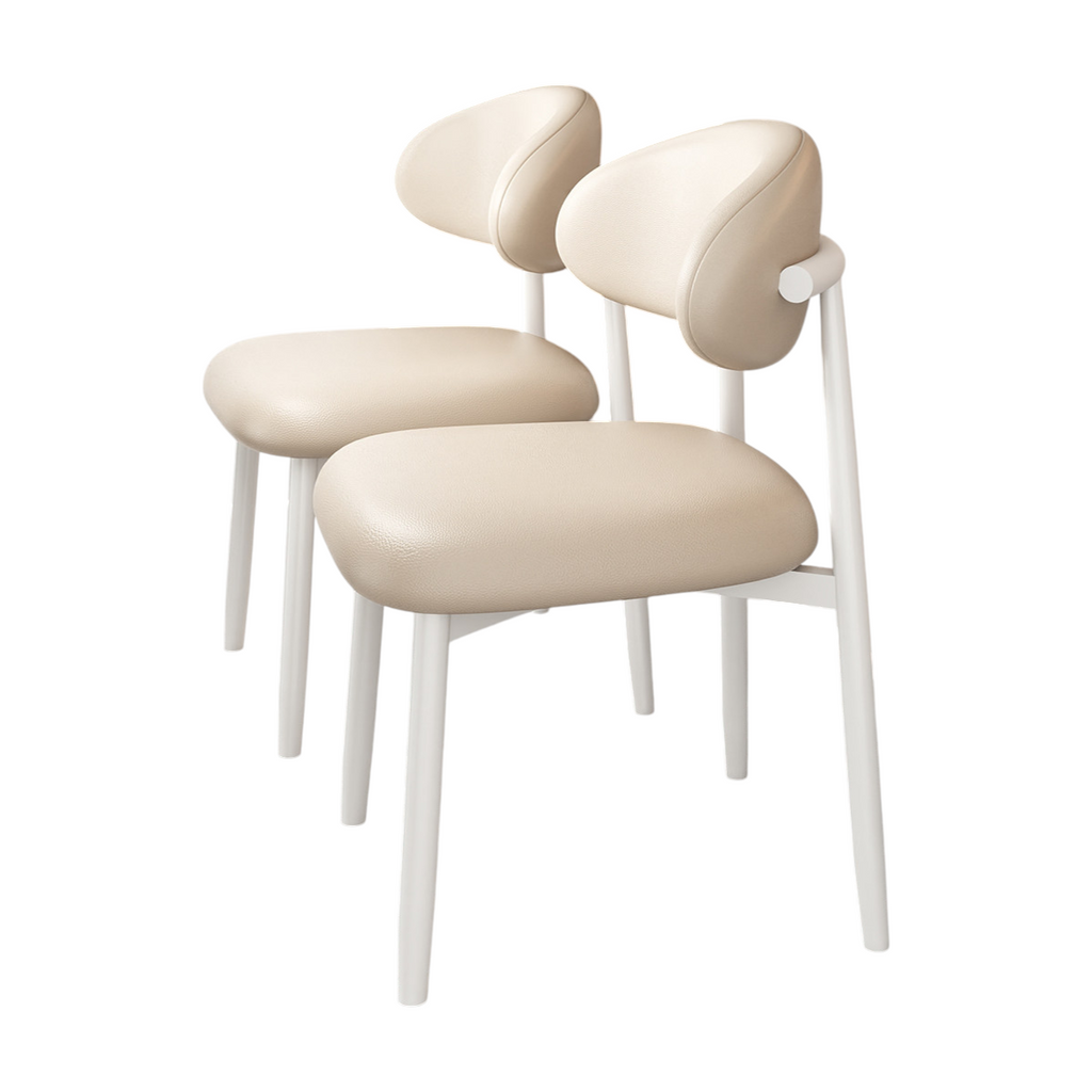 Modern Upholstered Home Chair With Curved Backrest And Steel Legs